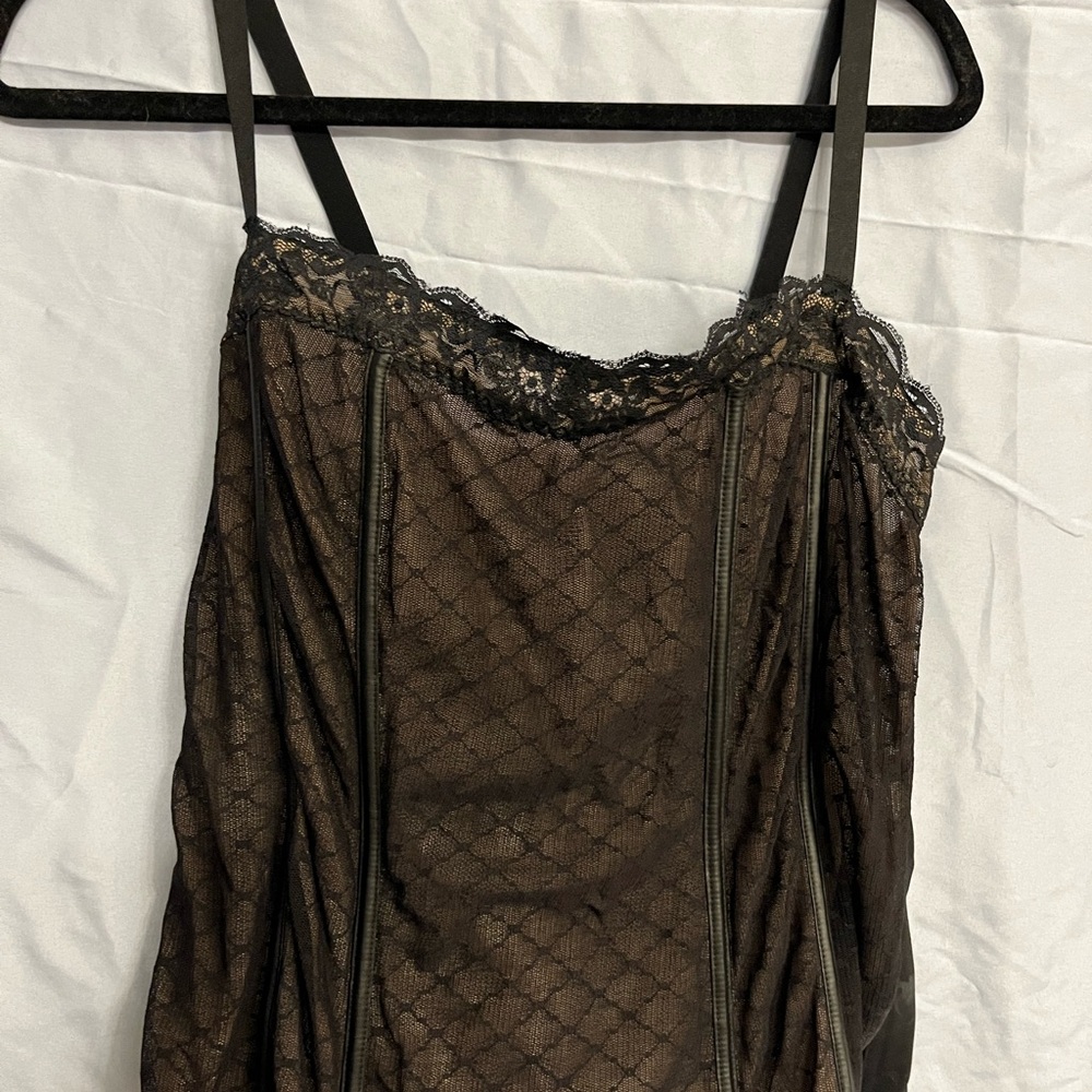 Lace Trimmed black corset style Camisole